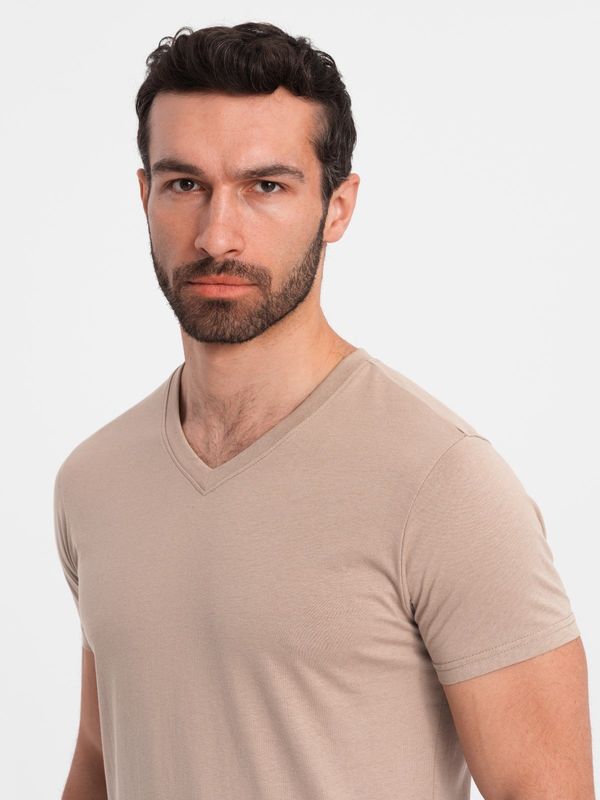 Ombre Ombre Men's BASIC classic cotton T-shirt with a v-neck - ash