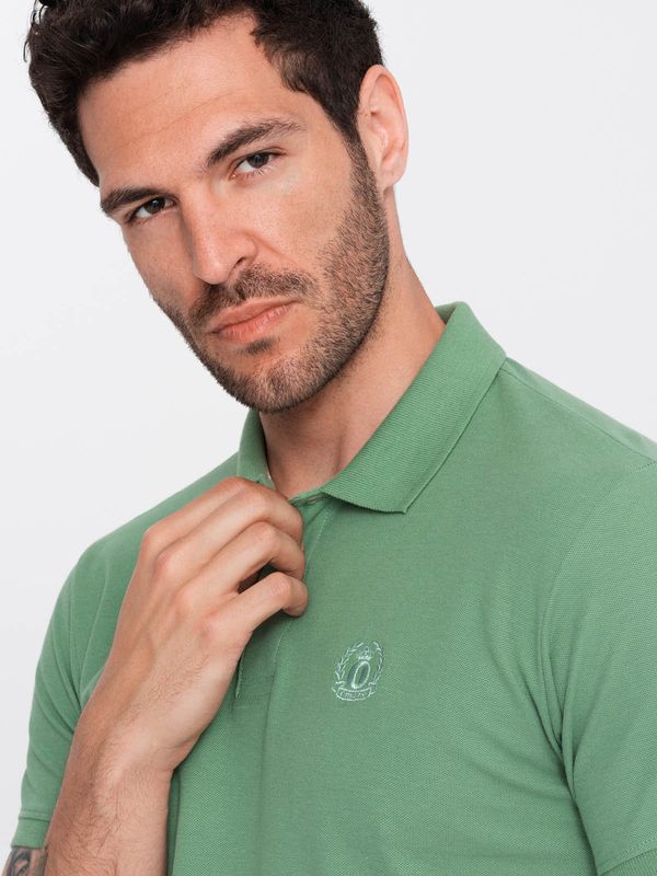 Ombre Ombre Men's BASIC single color pique knit polo shirt - green