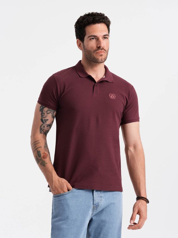 Ombre Ombre Men's BASIC single-color pique knit polo shirt - maroon