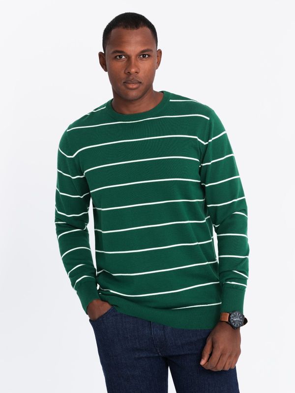 Ombre Ombre Men's casual sweater with horizontal stripes - green