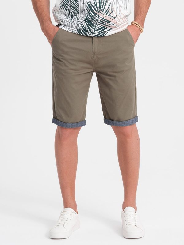 Ombre Ombre Men's chinos shorts with denim trim
