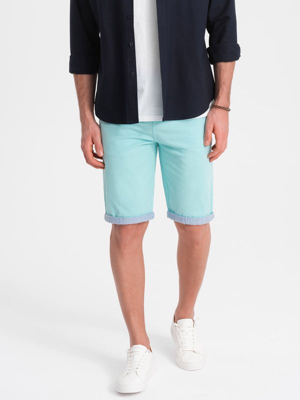 Ombre Ombre Men's chinos shorts with denim trim