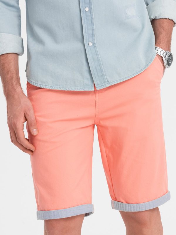 Ombre Ombre Men's chinos shorts with denim trim