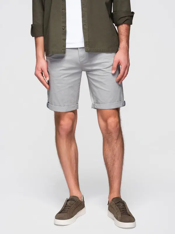 Ombre Ombre Men's classic chino shorts with rolled up leg - grey