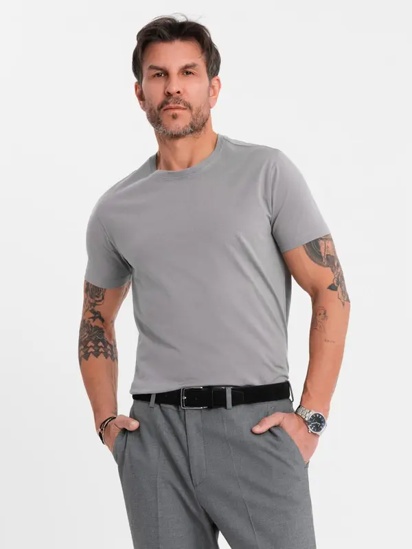 Ombre Ombre Men's classic cotton BASIC T-shirt - grey