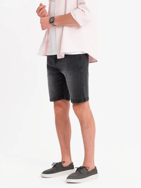Ombre Ombre Men's classic cut denim shorts - black