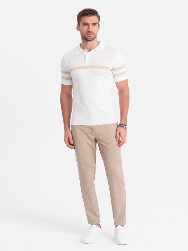 Ombre Ombre Men's classic cut pants in fine check - sand