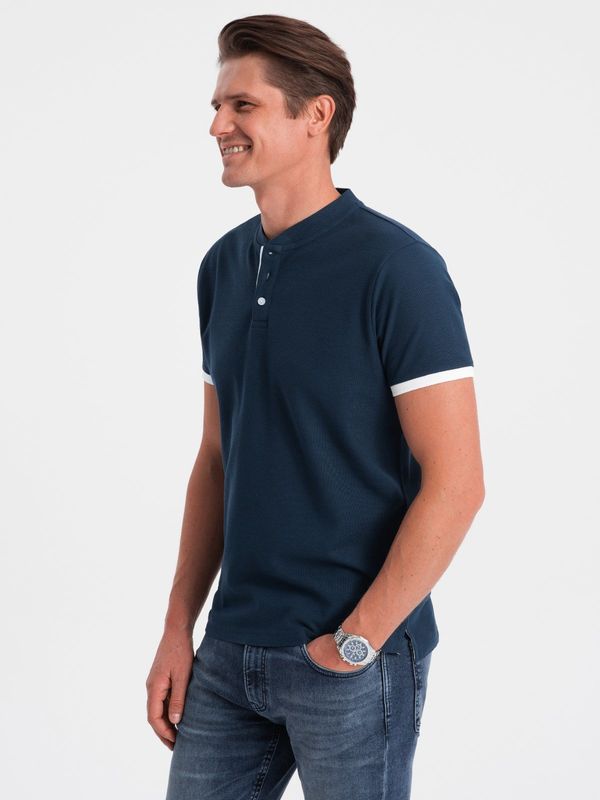 Ombre Ombre Men's collarless polo shirt - navy blue