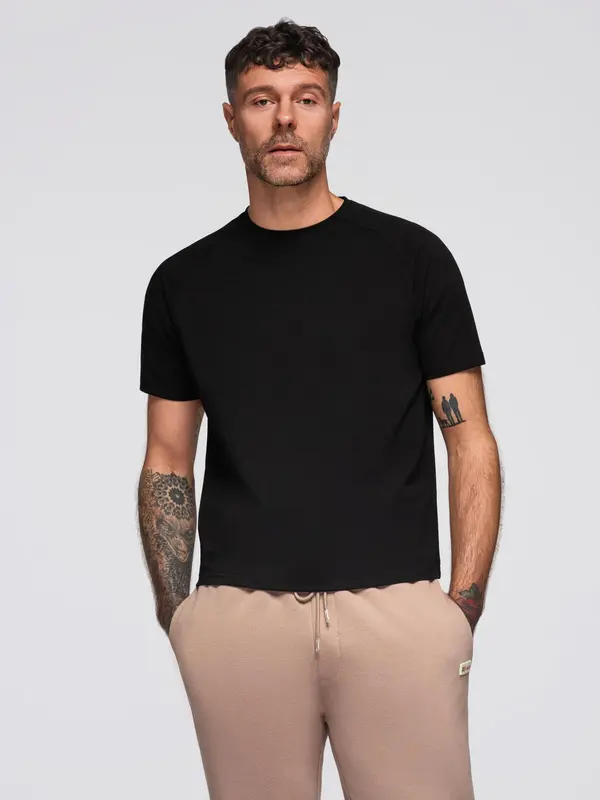 Ombre Ombre Men's COMFORT FIT T-shirt with raglan sleeves - black