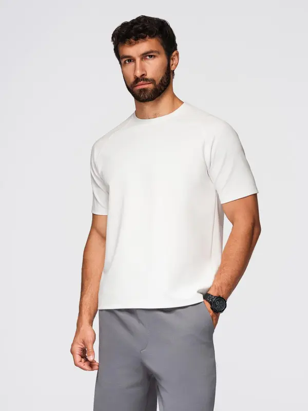 Ombre Ombre Men's COMFORT FIT T-shirt with raglan sleeves - off-white