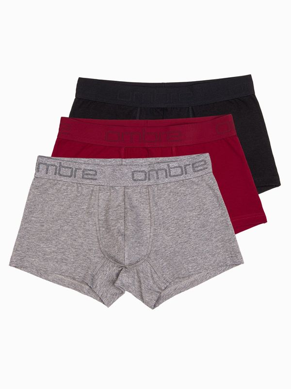 Ombre Ombre Men's cotton boxer shorts with logo - 3-pack mix