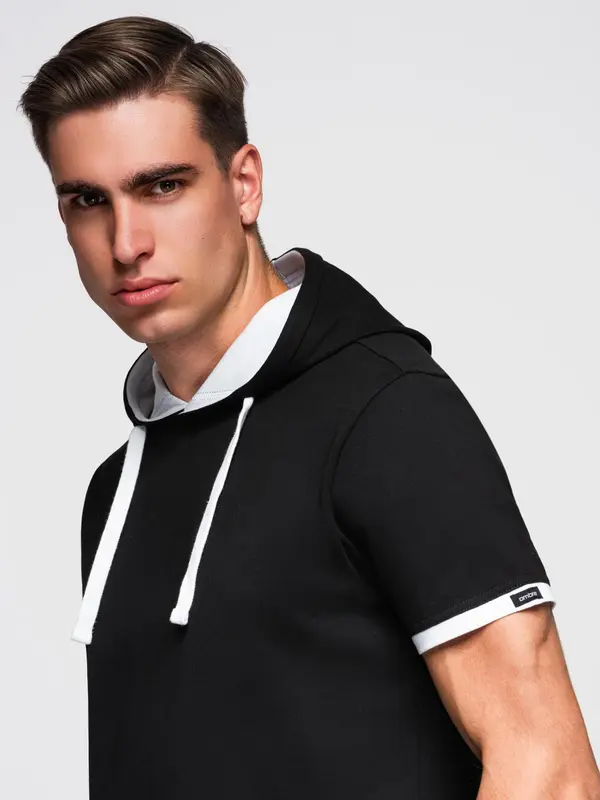 Ombre Ombre Men's cotton hooded t-shirt - black