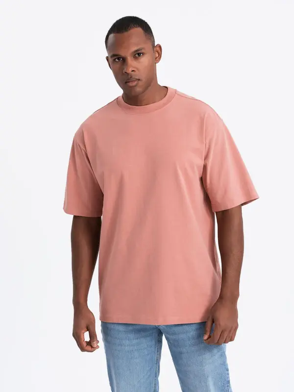 Ombre Ombre Men's cotton LOOSE FIT t-shirt with round neckline - pink