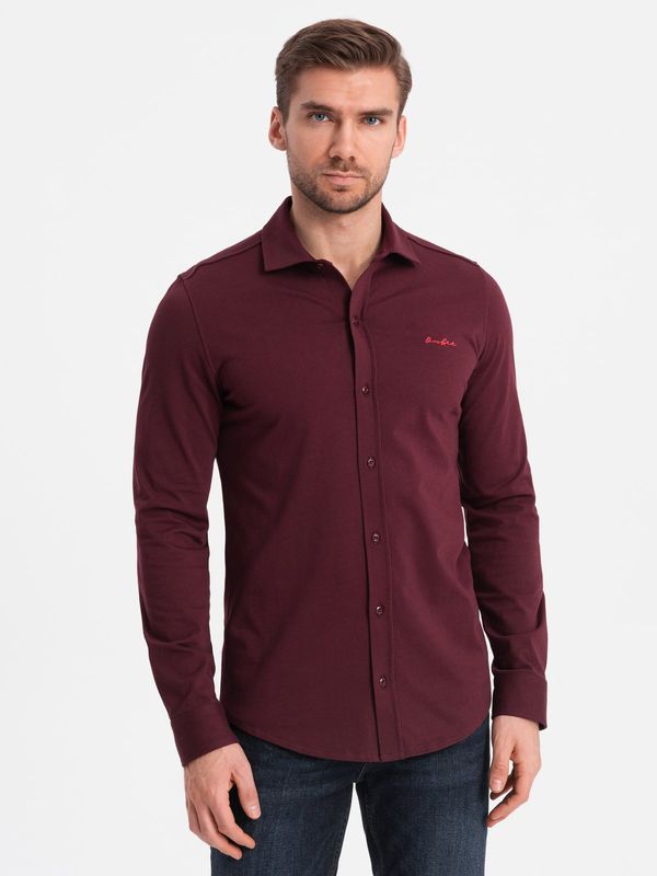 Ombre Ombre Men's cotton single jersey knit REGULAR shirt - maroon