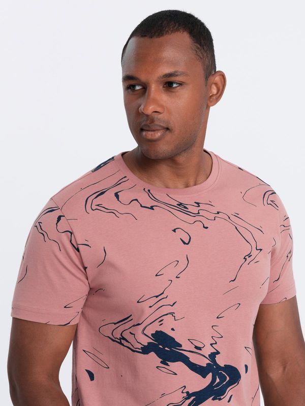 Ombre Ombre Men's cotton T-shirt with esy-flores - pink