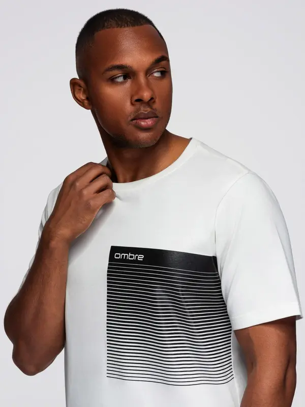 Ombre Ombre Men's cotton t-shirt with graphic print - white