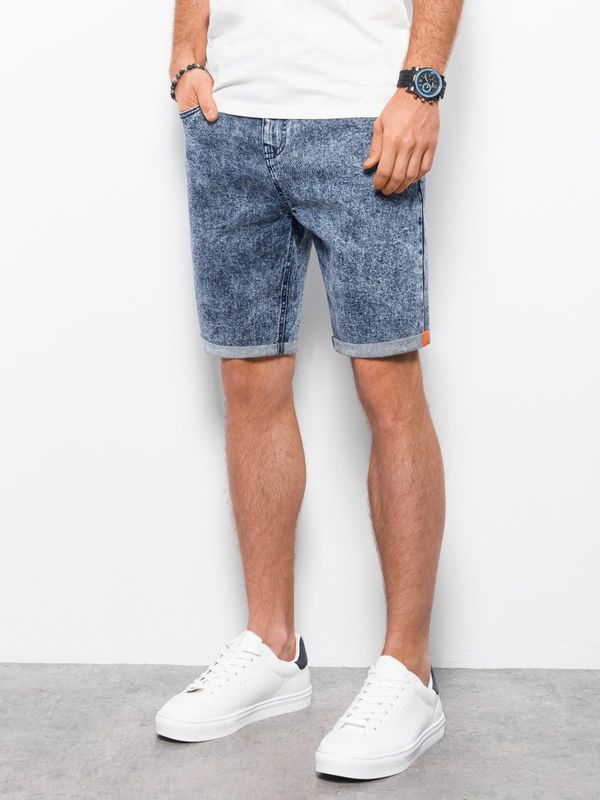 Ombre Ombre Men's denim marbled shorts - blue