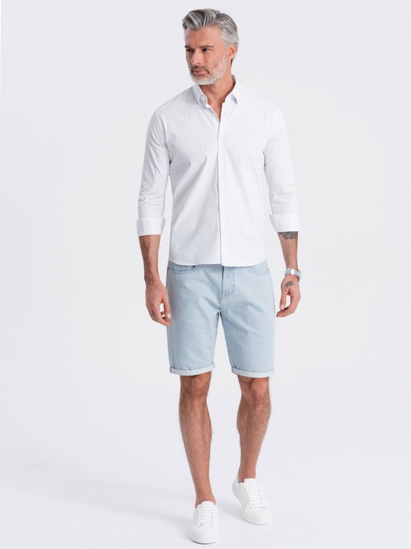 Ombre Ombre Men's denim shorts in delicate stripe - light blue