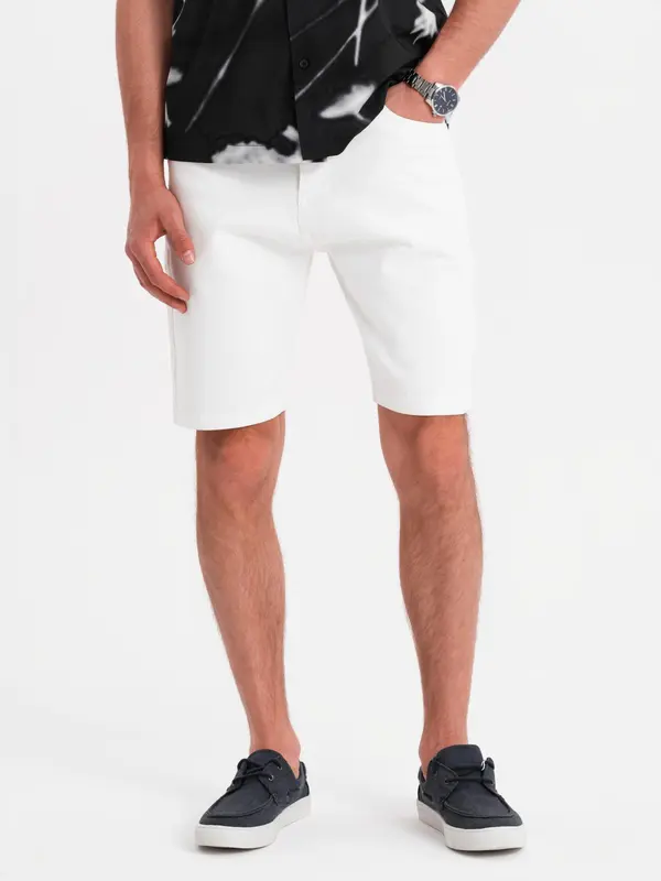 Ombre Ombre Men's denim shorts with a classic cut - white