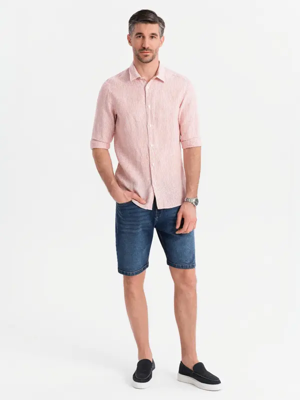 Ombre Ombre Men's denim shorts with classic cut - dark blue