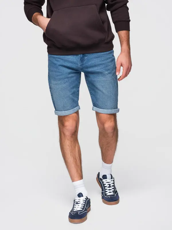 Ombre Ombre Men's denim shorts with rolled up leg - blue