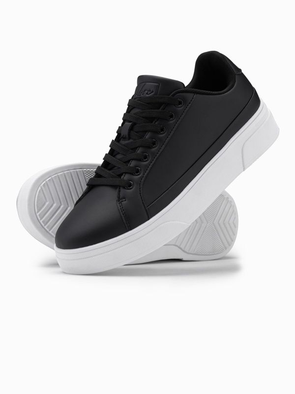 Ombre Ombre Men's eco leather sneakers shoes with thick sole - black