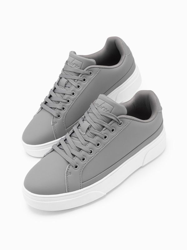 Ombre Ombre Men's eco leather sneakers shoes with thick sole - grey