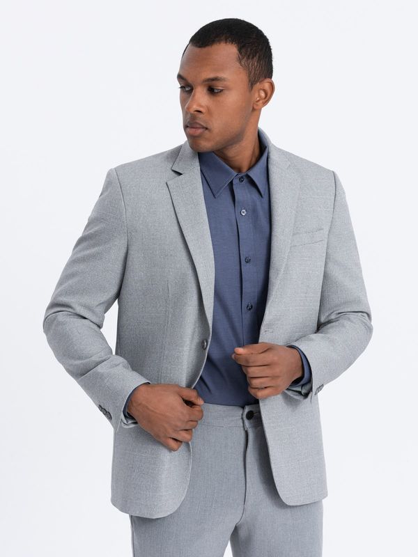 Ombre Ombre Men's elegant jacket with decorative buttons on cuffs - grey