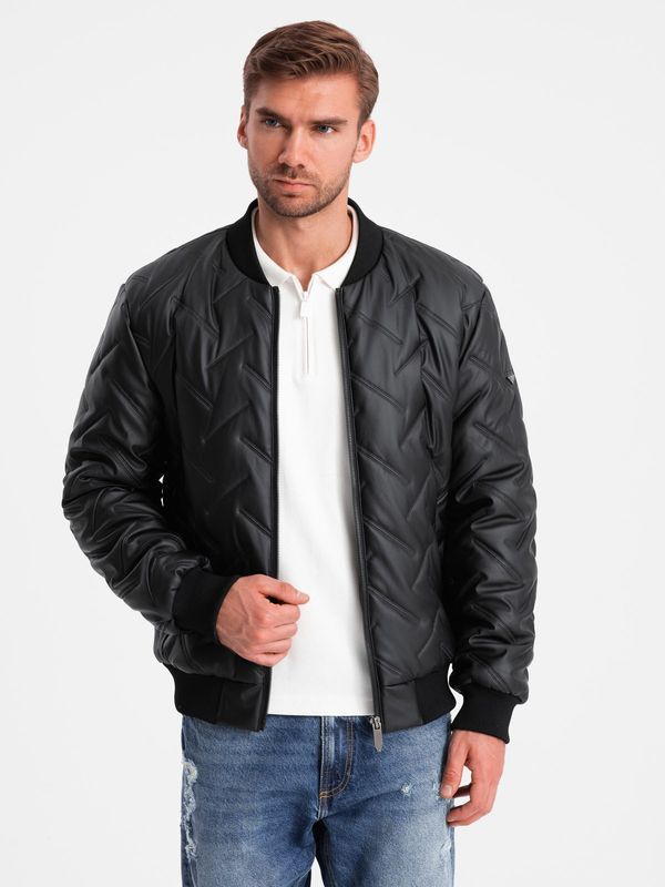 Ombre Ombre Men's embossed bomber jacket - black