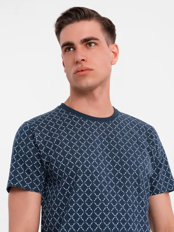 Ombre Ombre Men's full print knit shirt - navy blue