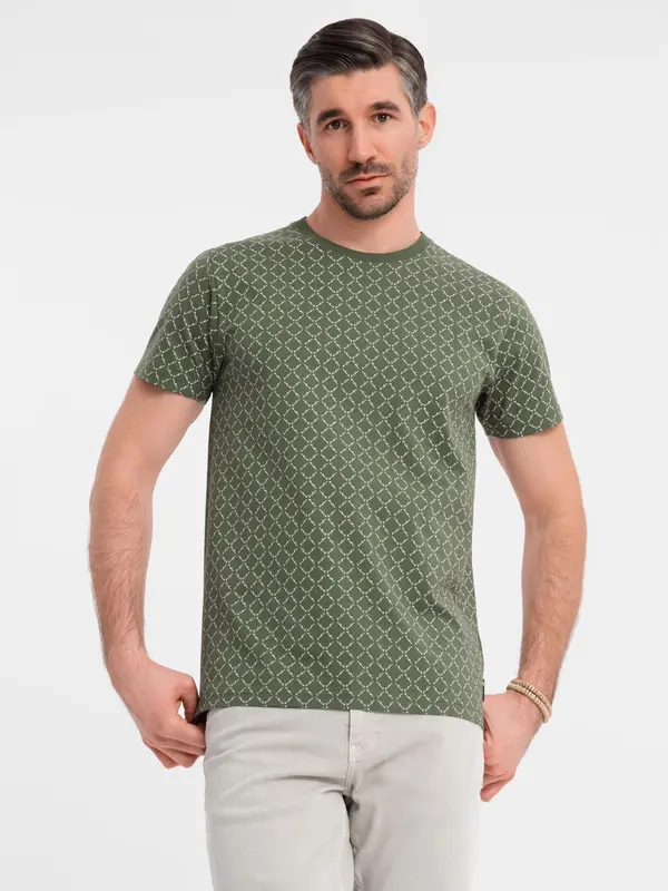 Ombre Ombre Men's full print knit shirt - olive