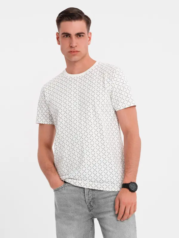 Ombre Ombre Men's full print knit shirt - white