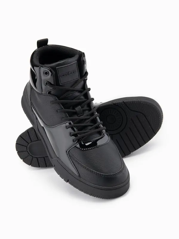 Ombre Ombre Men's high boots sneakers with shiny elements - black