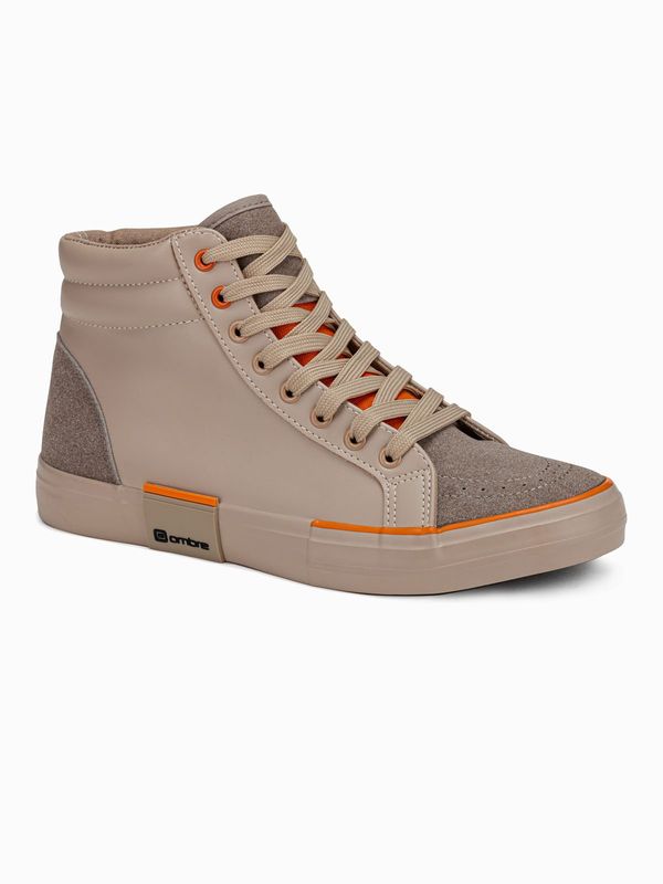 Ombre Ombre Men's high classic sneakers with quilted upper - beige and orange