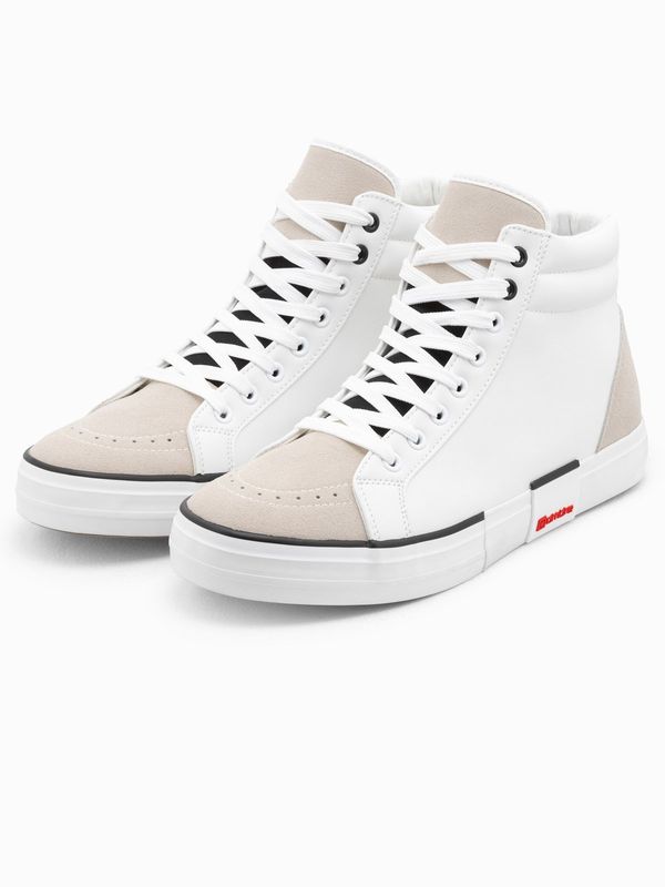 Ombre Ombre Men's high classic sneakers with quilted upper - white and beige