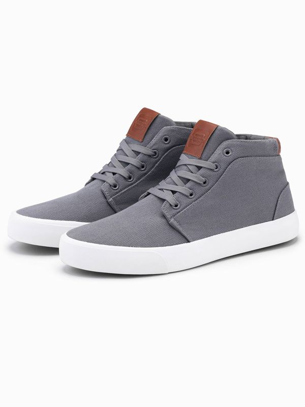 Ombre Ombre Men's high-top cotton canvas sneakers shoes - gray