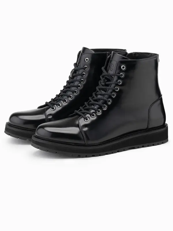 Ombre Ombre Men's high top shoes in shiny eco leather - black