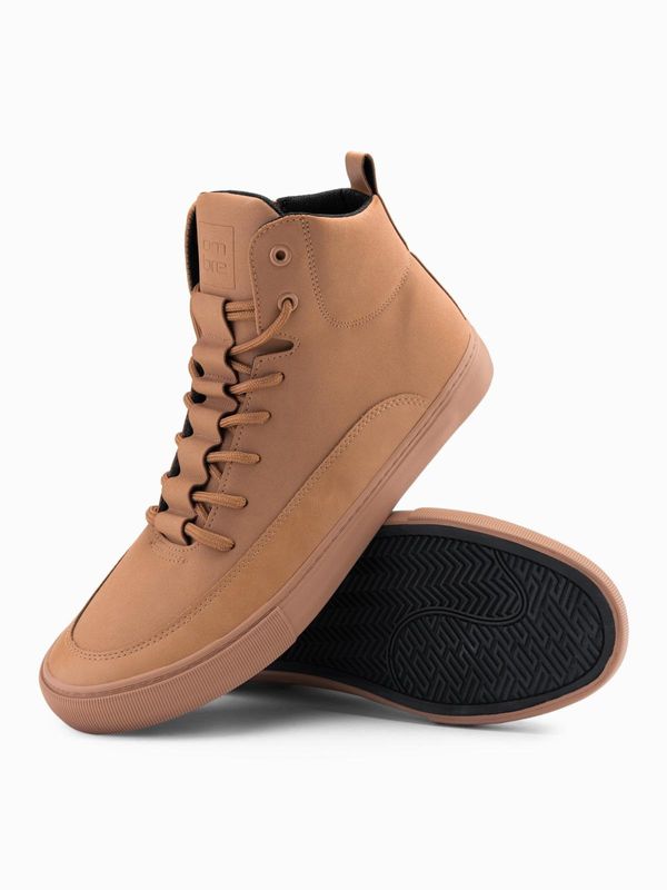 Ombre Ombre Men's high-top sneakers shoes with rubber toe - cream
