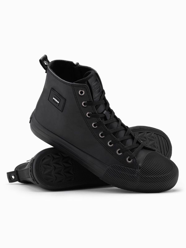 Ombre Ombre Men's high-top sneakers with decorative toe box - black