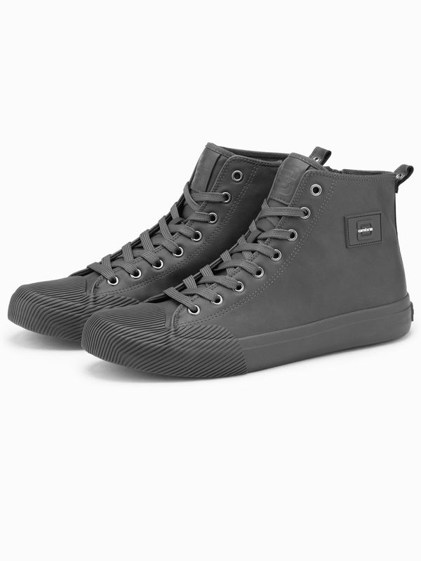 Ombre Ombre Men's high-top sneakers with decorative toe - gray