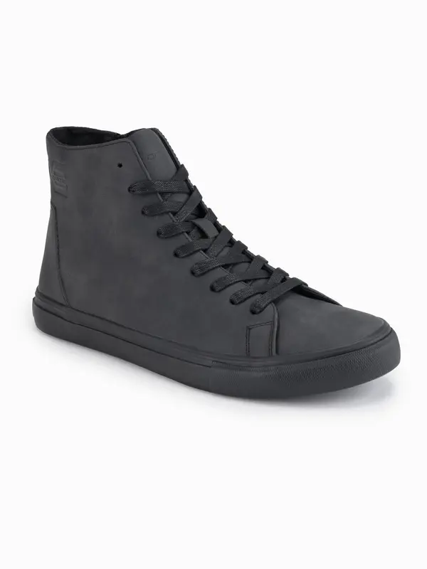 Ombre Ombre Men's high-top sneakers with matte texture and embossed logo - black