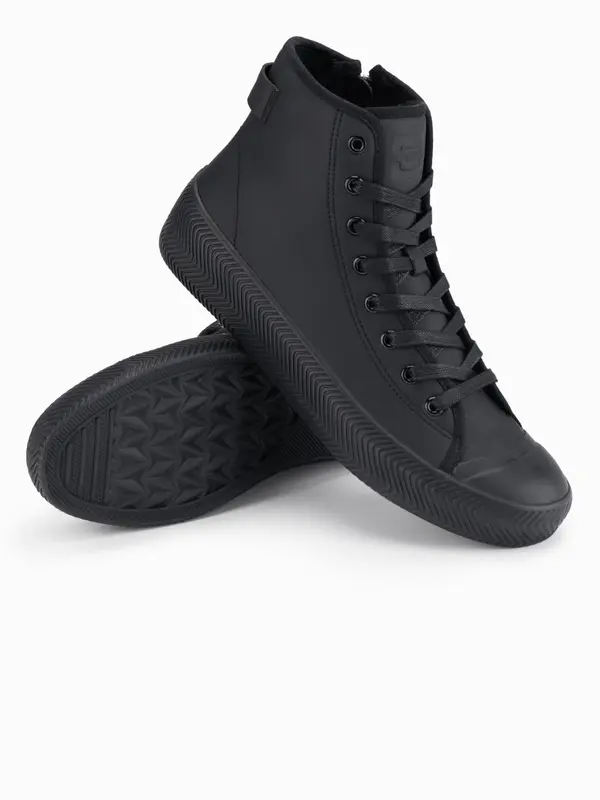 Ombre Ombre Men's high top sneakers with zipper for easy donning - black
