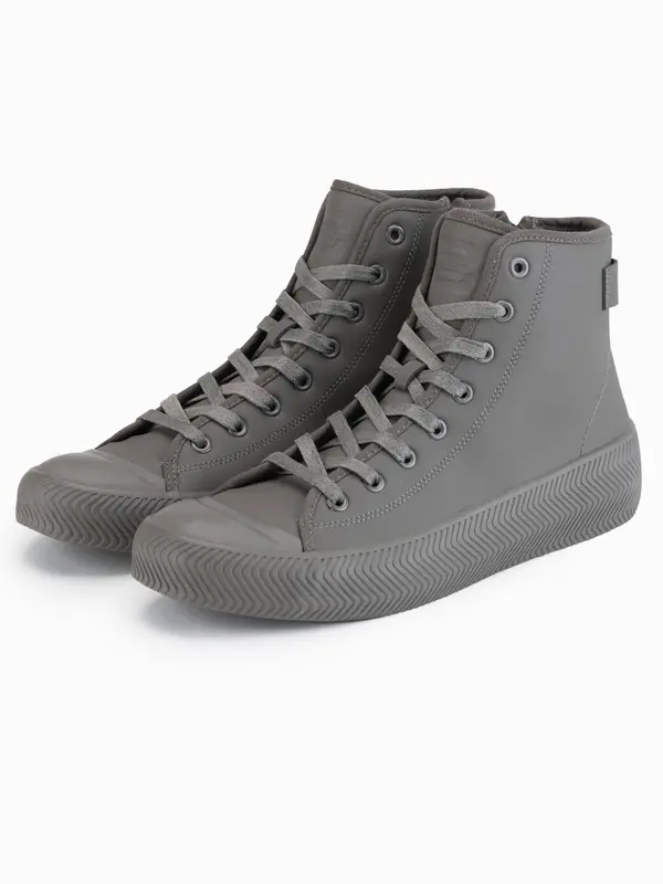 Ombre Ombre Men's high top sneakers with zipper for easy donning - dark beige