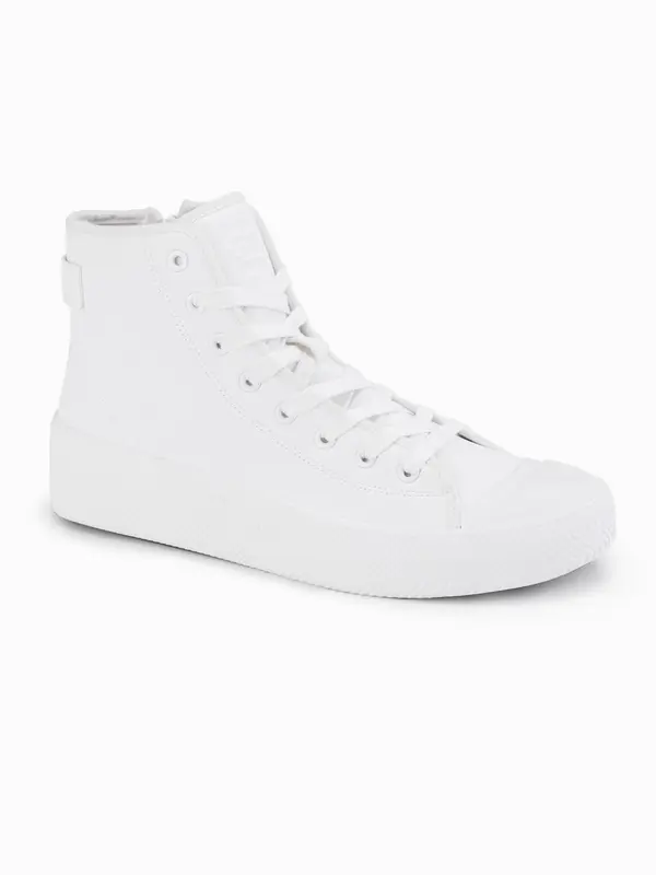Ombre Ombre Men's high-top sneakers with zipper for easy on - white