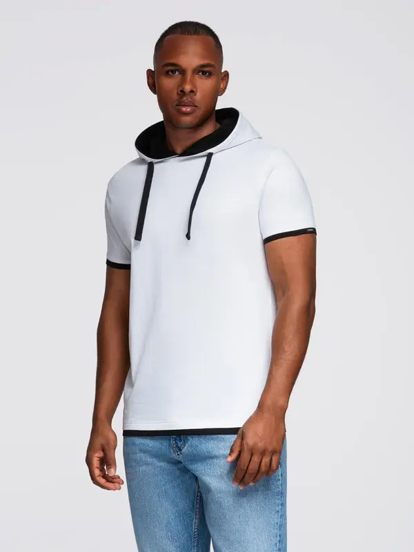 Ombre Ombre Men's hooded cotton t-shirt - white