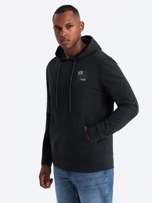 Ombre Ombre Men's hooded kangaroo sweatshirt with logo - black