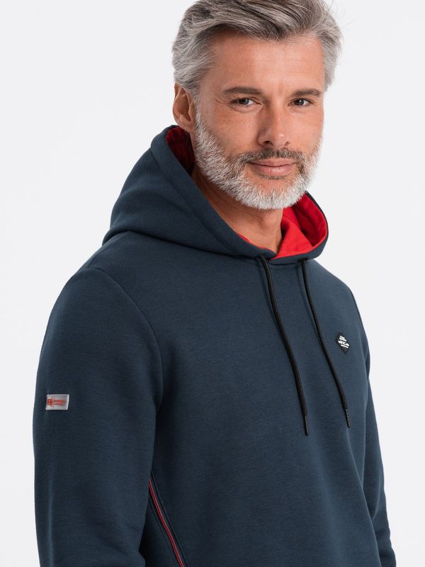 Ombre Ombre Men's hoodie with zippered pocket - navy blue