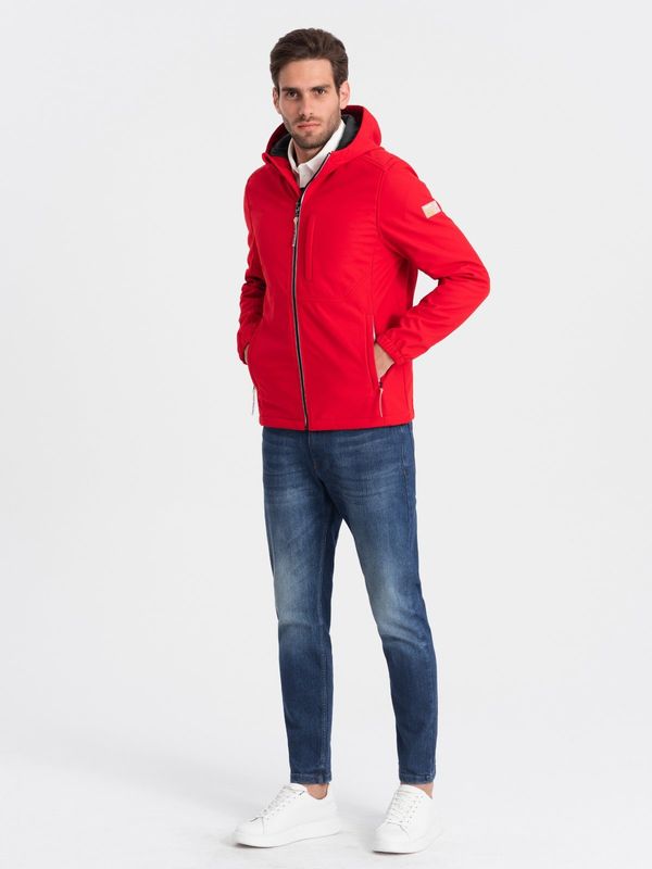 Ombre Ombre Men's jacket with fleece center SOFTSHELL-red