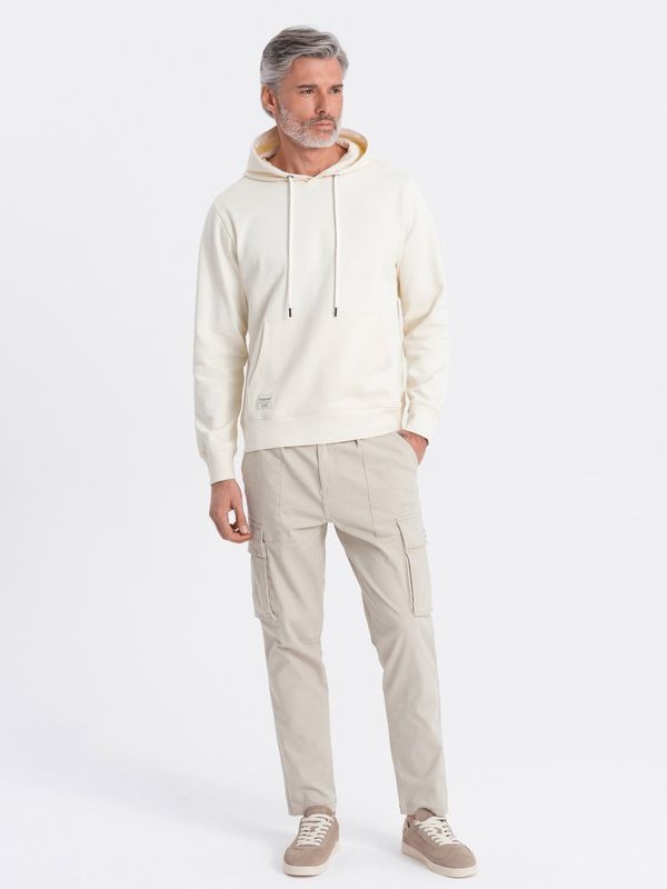 Ombre Ombre Men's kangaroo hooded sweatshirt - cream