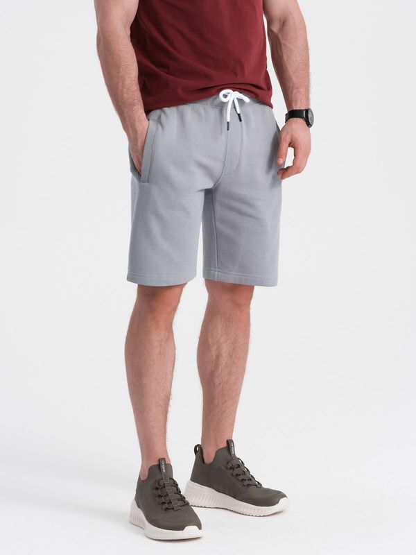 Ombre Ombre Men's knit shorts with drawstring and pockets - grey